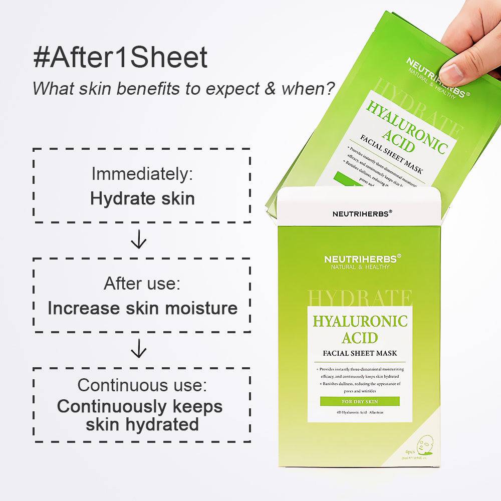 Facial Sheet Mask Hyaluronic Acid Mask 4PCS